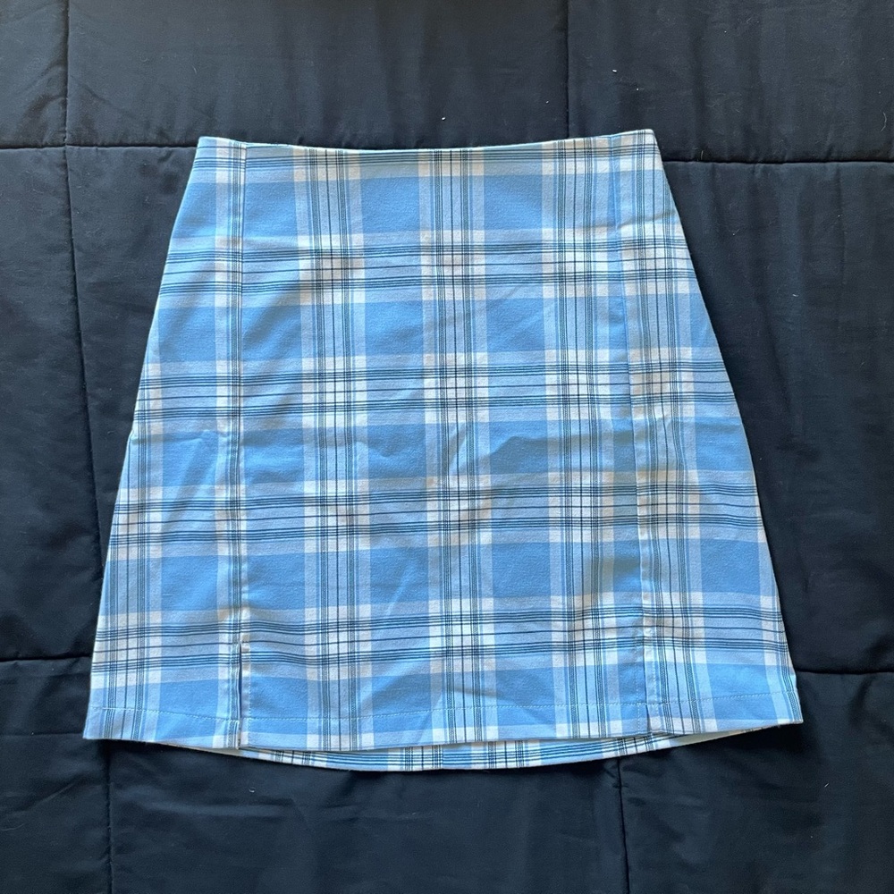 brandy melville blue plaid skirt